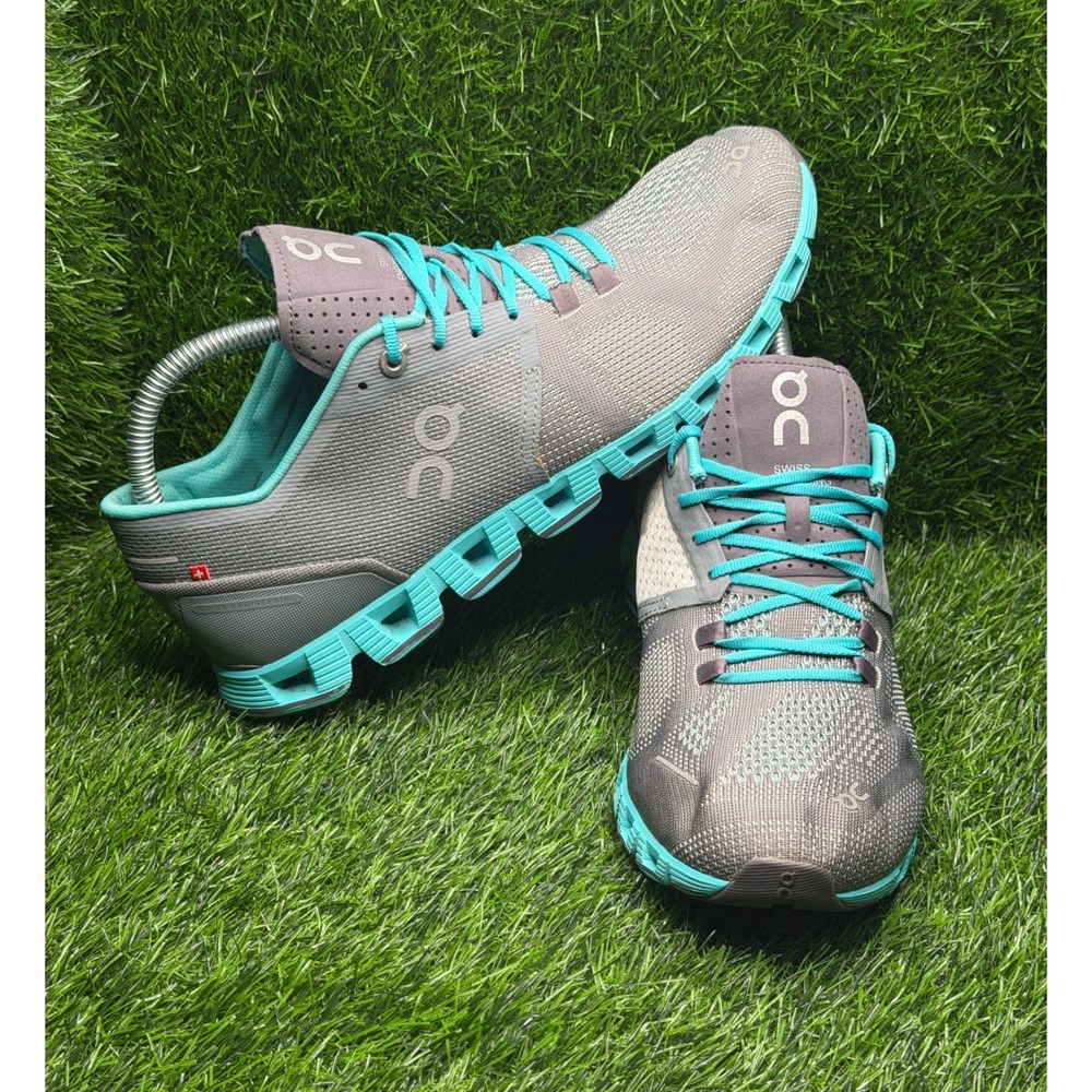 On Cloud X Womens Running Shoes Grey Teal Swiss Engineering Sneakers Size 10